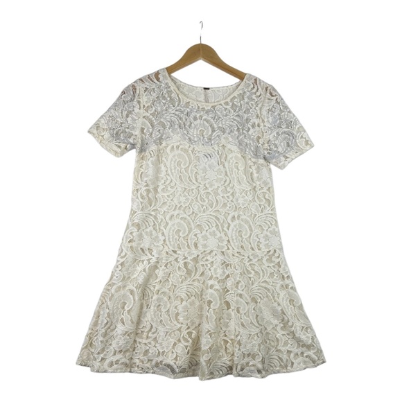 Free People Beautiful Dreamer Lace Mini Dress Ivory Comb Size XS NWT - Picture 2 of 5
